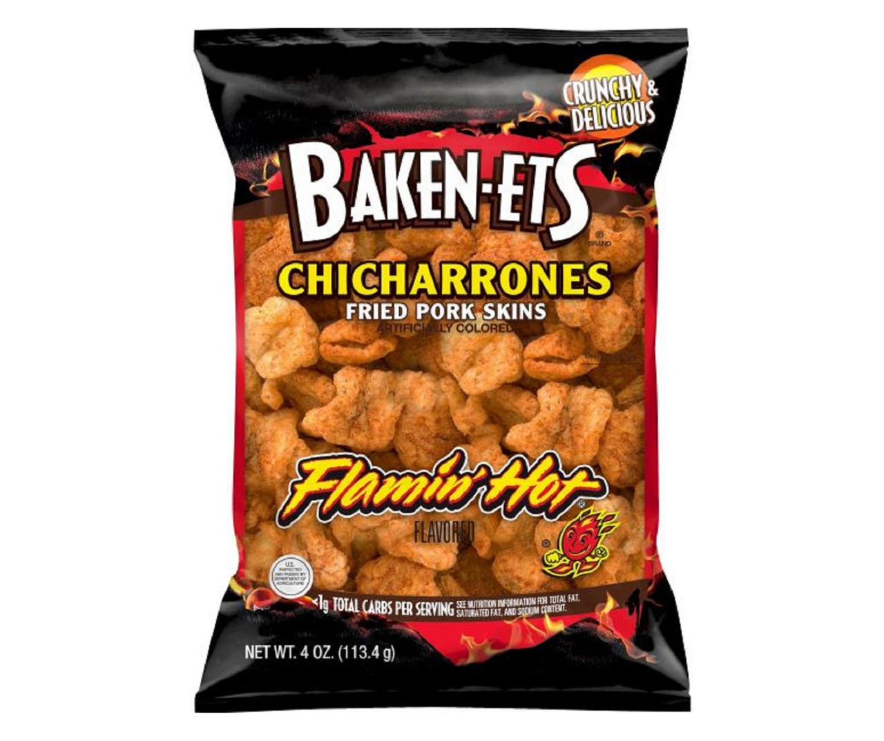 Bakenets Baken Ets Chicharrones Fried Pork Skins Flamin Hot Flavored