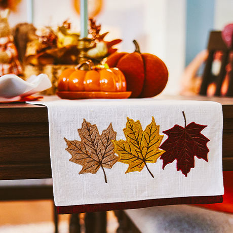 A fall-theme tabletop display.