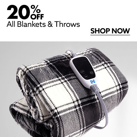 20% Off All Blankets and Throws