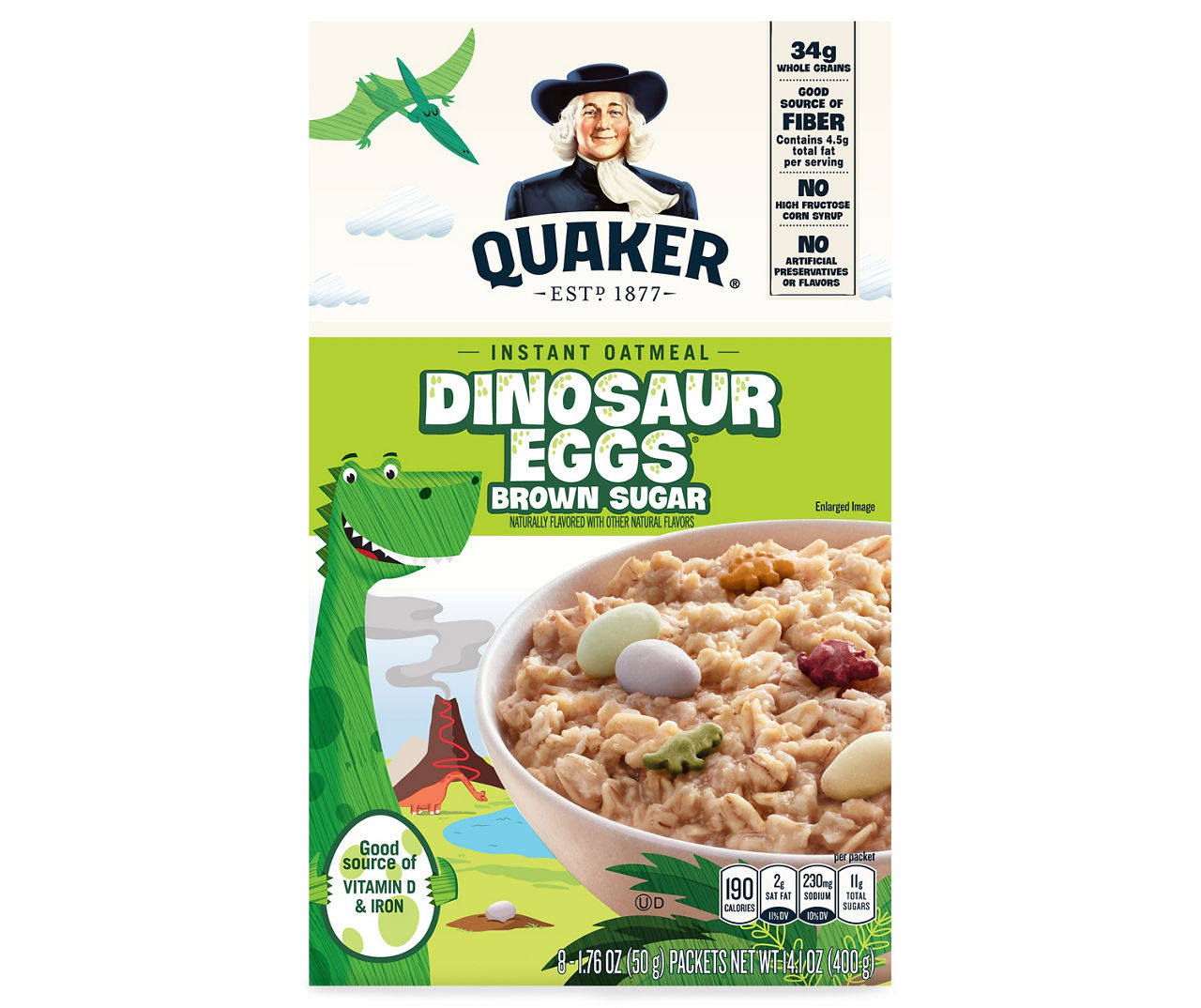 Quaker Instant Oatmeal, Dinosaur Eggs Brown Sugar, Oz,