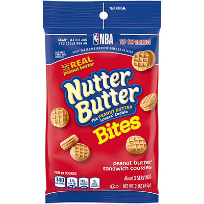 Nutter Butter Bites Peanut Butter Sandwich Cookies, Big Bag, 3 oz