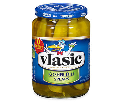 Vlasic Kosher Dill Pickle Spears, Keto Friendly Snacks and Toppings, 24 FL OZ Jar
