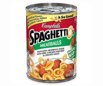 Campbell's SpaghettiOs Canned Pasta with Meatballs, 15.6 oz. Can