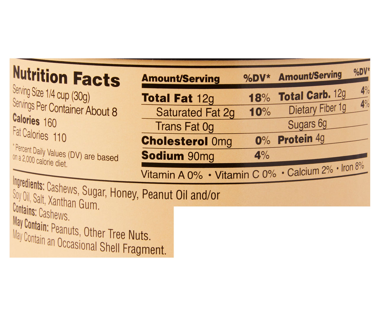 Honey Roasted Cashew Halves and Pieces, 8 Oz.