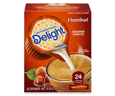 International Delight Coffee Creamer Singles, Hazelnut, 24 Count