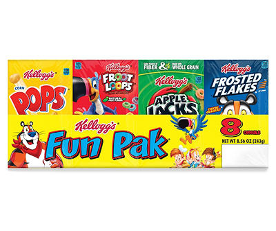 Kellogg's Fun Pak Breakfast Cereal, Variety Pack, 8.56 oz, 8 Count