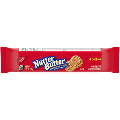 Nutter Butter Peanut Butter Sandwich Cookies, 1.9 oz (4 Cookies Per Pack)