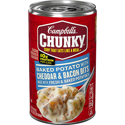 Campbell’s Chunky Soup, Baked Potato with Cheddar and Bacon Bits Soup, 18.8 Oz Can