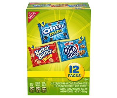 Nabisco Oreo Mini, Nutter Butter Bites & Mini Chips Ahoy! Cookies Variety Pack 12-1 oz. Packs