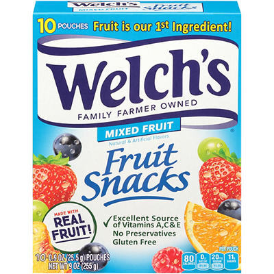 Welch's Fruit Snacks, Mixed Fruit, 0.9 Ounces, 10 Pouches