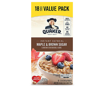 Maple & Brown Sugar Instant Oatmeal, 18-Count