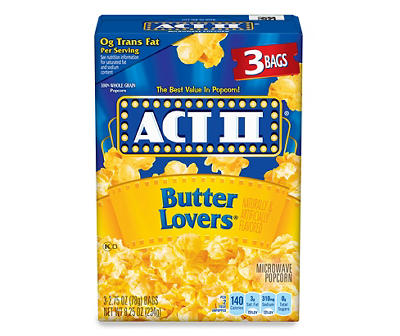 Butter Lovers Microwave Popcorn, 3-Pack