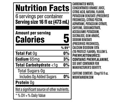 Diet Mtn Dew Soda Citrus 16.9 Fl Oz 6 Count Bottle