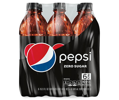 Pepsi Zero Sugar Soda Cola 16.9 Fl Oz, 6 Count