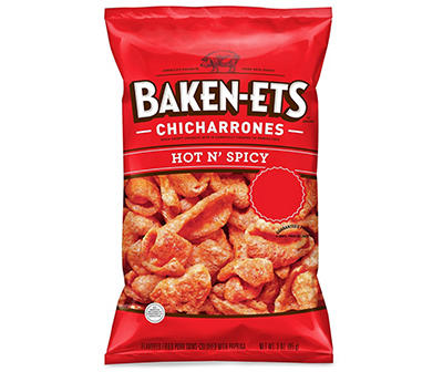 Baken-Ets Fried Pork Skins Hot'n Spicy Chicharrones Flavored 3 Oz