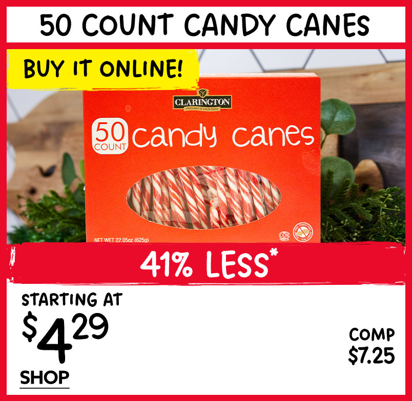 50-Count Candy Canes starting at $4.29.