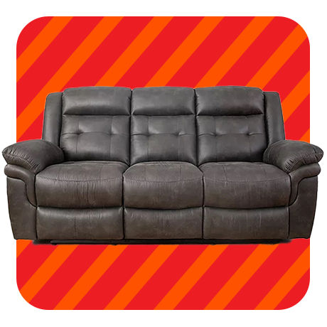 Luxury Brown Leather Reclining Sofa.