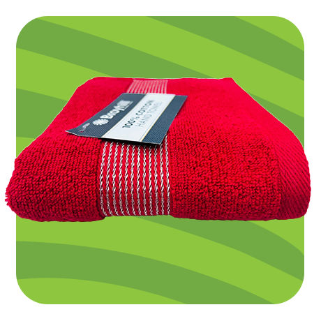 Red and white stitched Broyhill Hand Towels