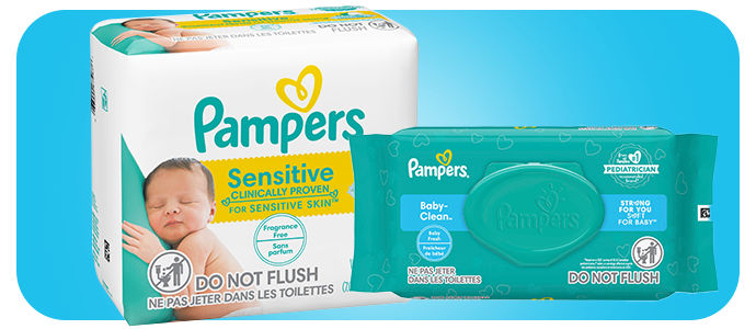 Pamper Diapers, and Pampers Baby Cleaning Wipes.