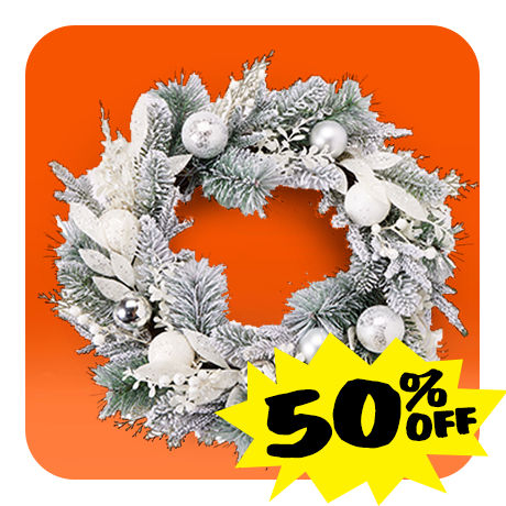 Silver holiday wreath.