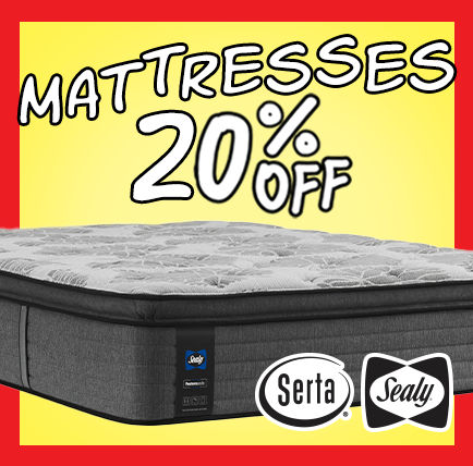 Serta and Seally Mattresses 20% Off!