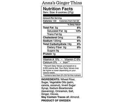 Ginger Thins Double Pack Swedish Cookies, 10.5 Oz.