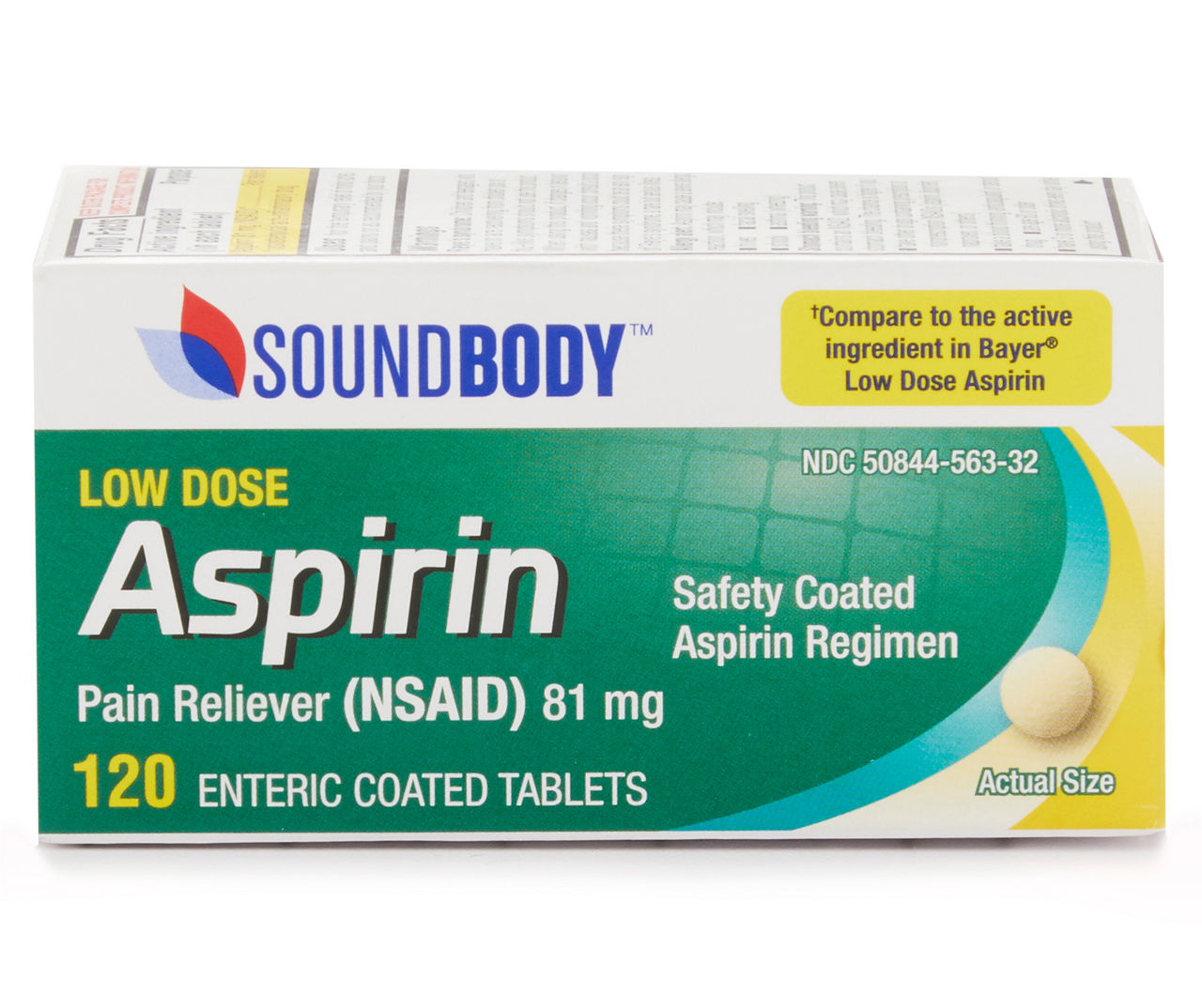 Sound Body Low Dose Asprin 81 Mg Enteric Coated Tablets, 120-Count ...