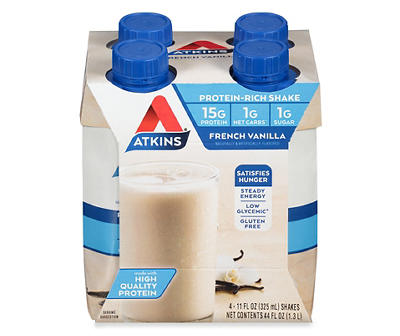 Atkins French Vanilla Protein-Rich Nutrition Shake 4-11 fl. oz. Aseptic Packs