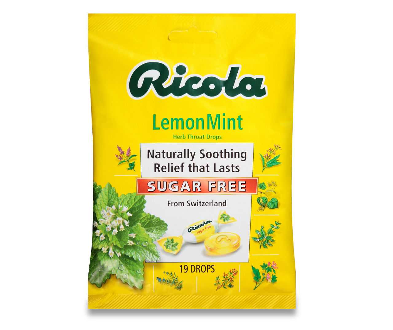 Ricola Big Bag Sugar Free Cough Drops Drops 2245, Lemon, lemon mint, 45  Count, pack of 1