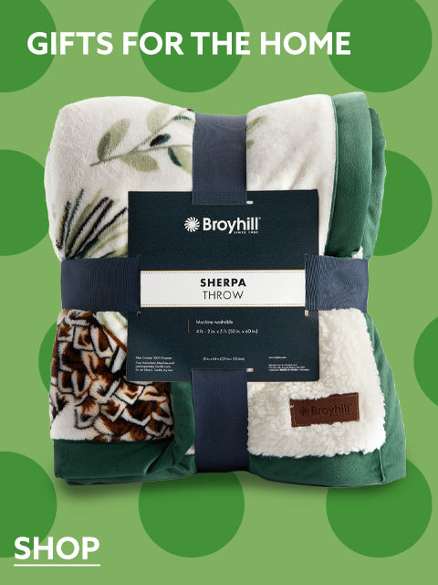 Green and Brown Minimalistic Floral Broyhill Sherpa Throw Blanket