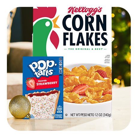 Post's Strawberry PopTarts and Kellogg's Corn Flakes