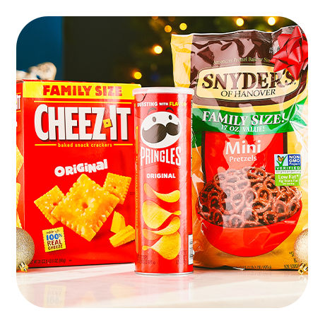 Snacks from brands such as Cheez-It, Pringles and Snyders of Hanover