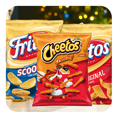 Chips from brands such as Cheetos and Fritos.