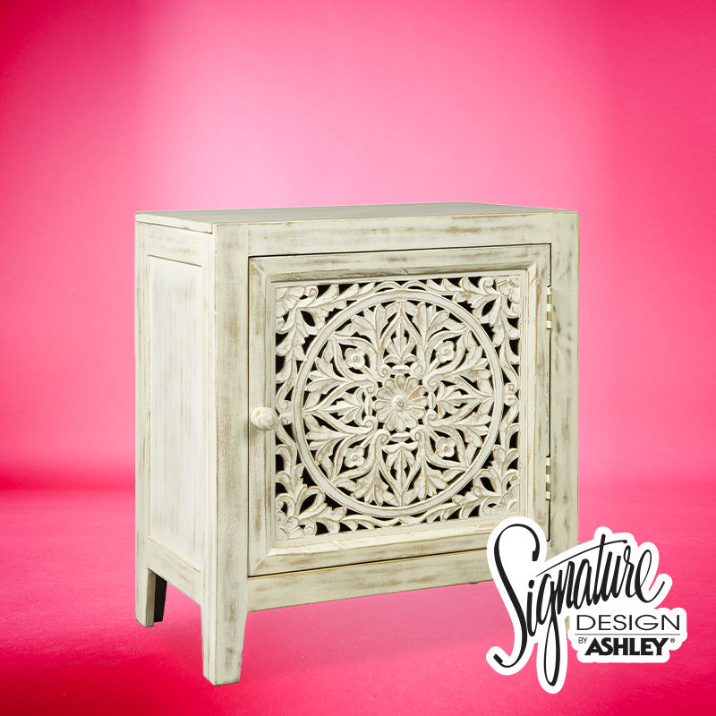 White wooden end table, Signature Design By Ashley