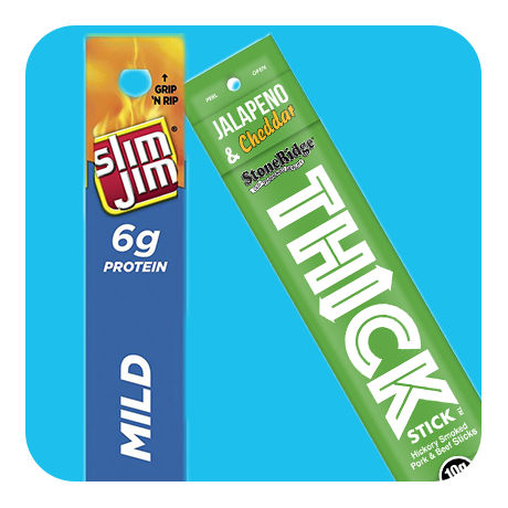 Slim Jim and Thick Brand Beef Jerky