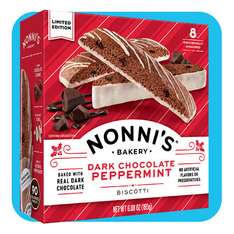 Nonni's Dark Choclate Peppermint Biscotti