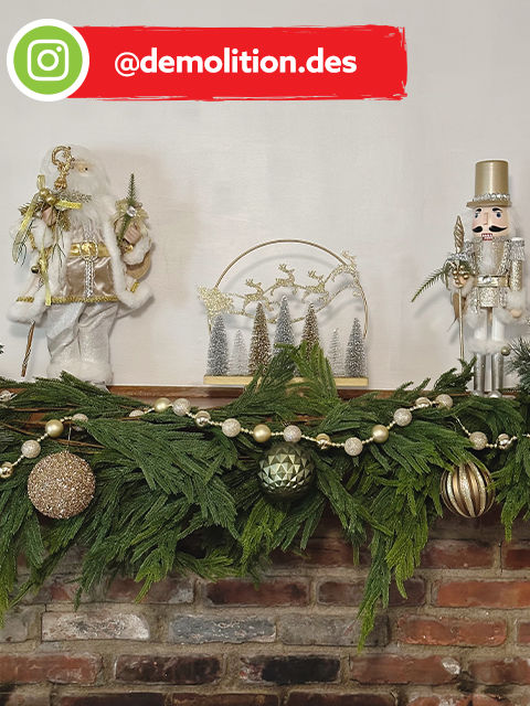 Decorated Fireplace Mantel from @demolition.des