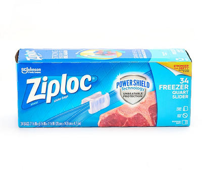 Ziploc Brand Slider Freezer Bags with Power Shield Technology, Quart, 34 Count
