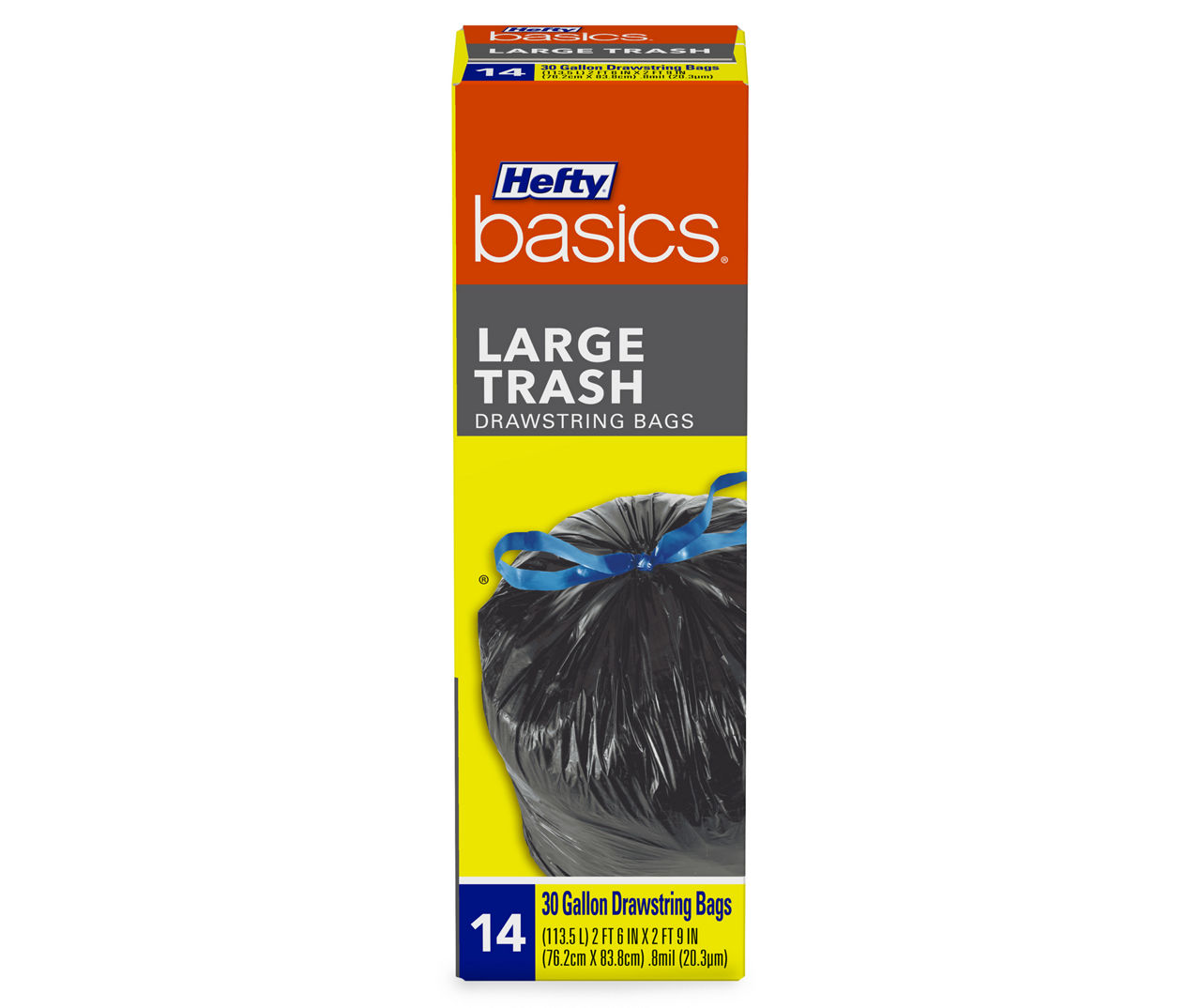 Hefty Basics 30 Gallon Large Drawstring Trash Bags - 35 ct