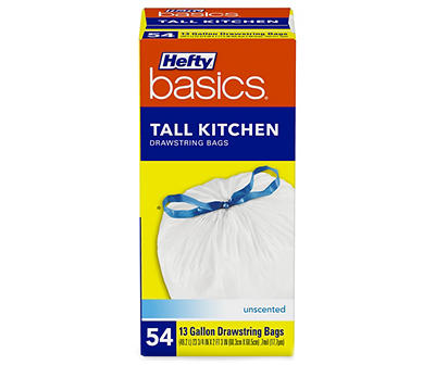 Hefty� Basics� Flex Odor Control 13 Gallon Tall Kitchen Drawstring Bags 54 ct Unscented Box