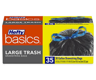 Hefty Basics 30 Gallon Large Trash Drawstring 35 ct Box