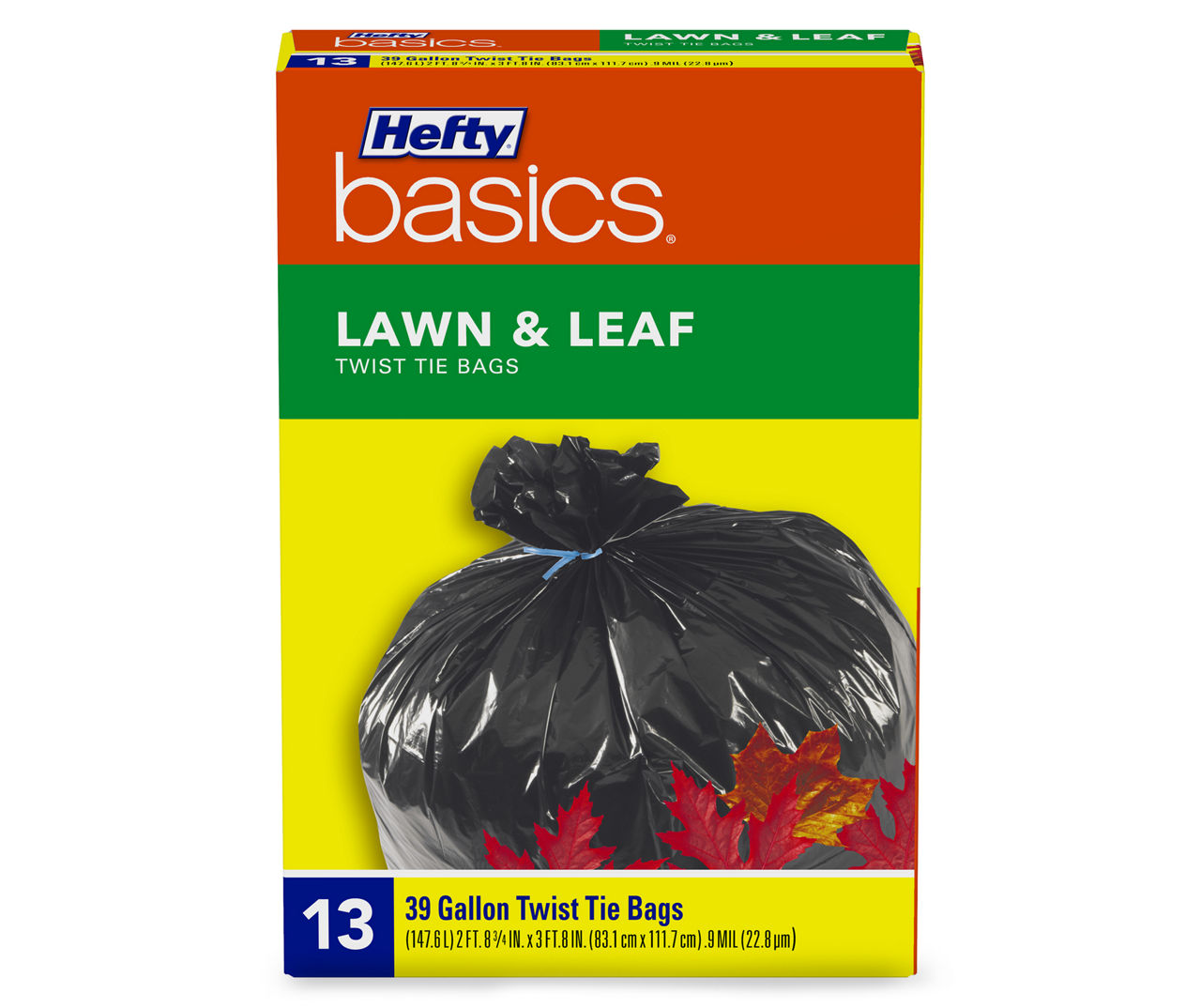 Hefty Lawn & Leaf Bags, Twist Tie, 39 Gal Size, Trash Bags