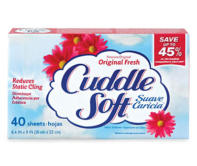 Cuddle Soft Original Fresh Fabric Softener Sheets 40 ct Box