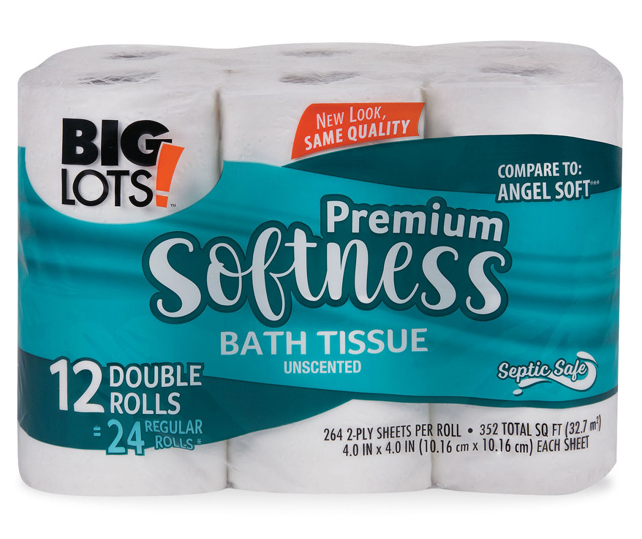 Angel Soft Bathroom Tissue, Unscented, Double Roll, 2-Ply - 12 rolls