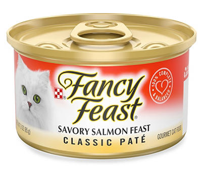 Purina Fancy Feast Pate Wet Cat Food, Classic Pate Savory Salmon Feast - 3 oz. Can