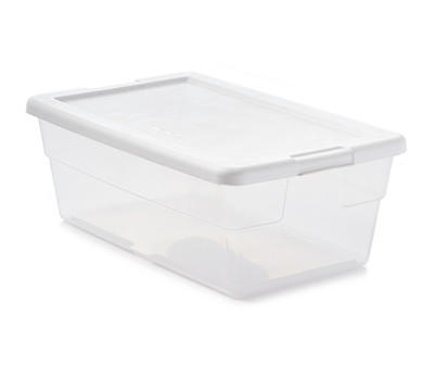 6-Quart Clear Storage Box with White Lid