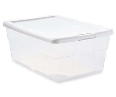 16-Quart Clear Storage Tote with White Lid