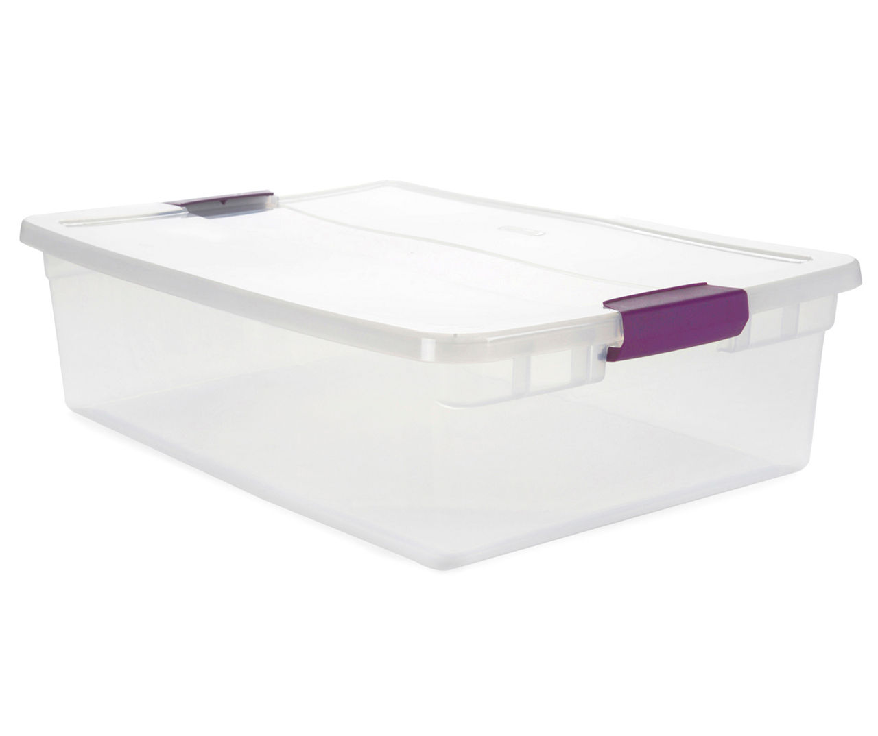 Sterilite 30 Qt Clear Plastic Stackable Storage Bin w/ Grey Latch