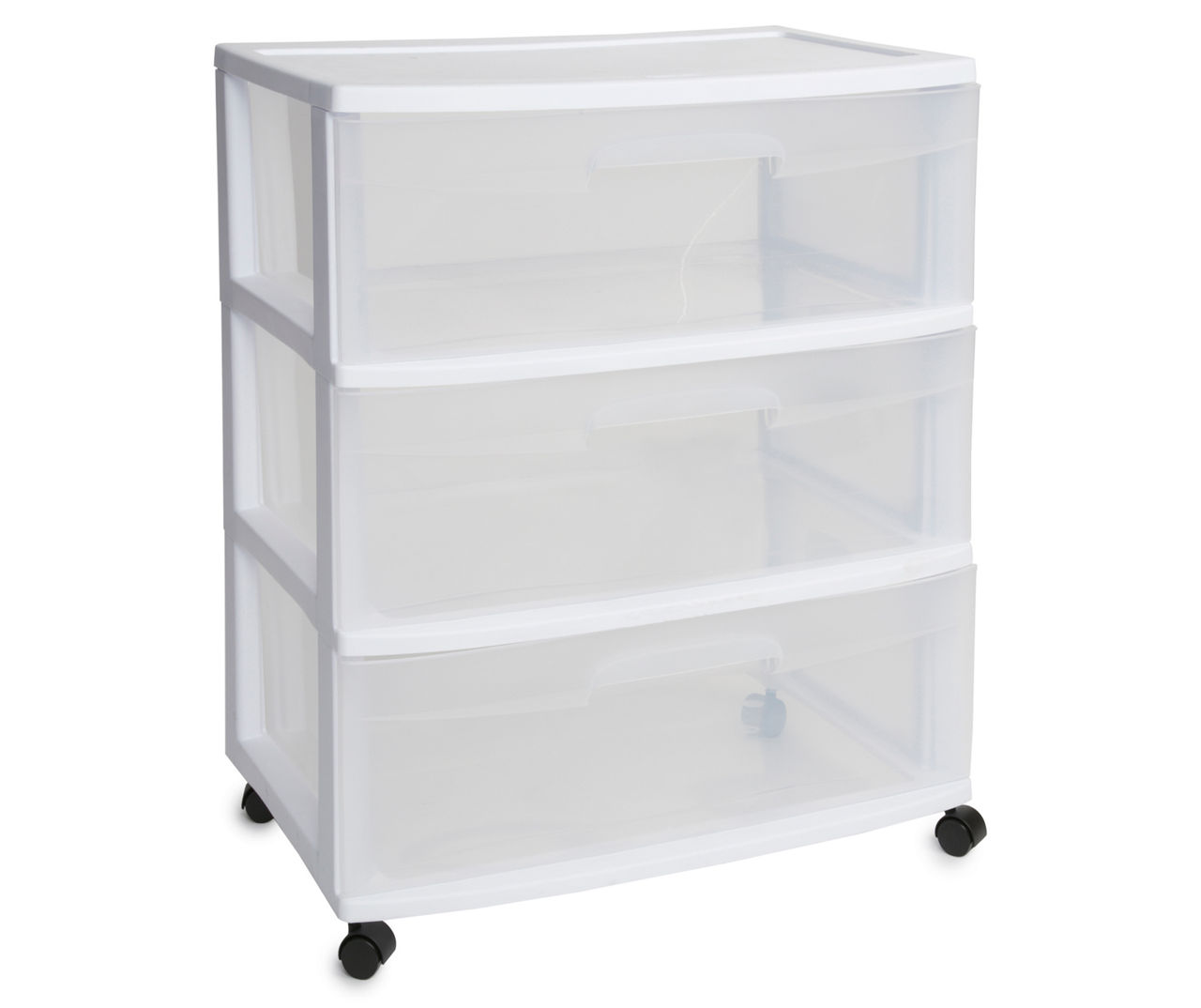 Sterilite 3 Drawer Wide Cart, White