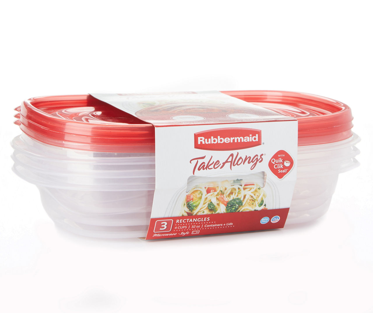 2 Packs Rubbermaid Take Alongs 1.1 Gal Large Rectangles Containers & Lids  Green